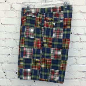 Berle Men’s Golf Shorts Size 35 Patchwork Madras Flat Front Sports Beach Boating